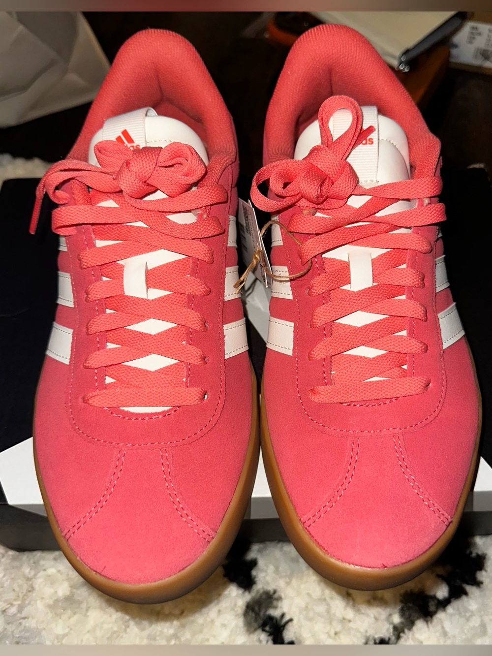 NIB adidas Women’s VL Court 3.0 Sneakers Sz 8.5 Preloved Scarlet Color - Picture 3 of 14